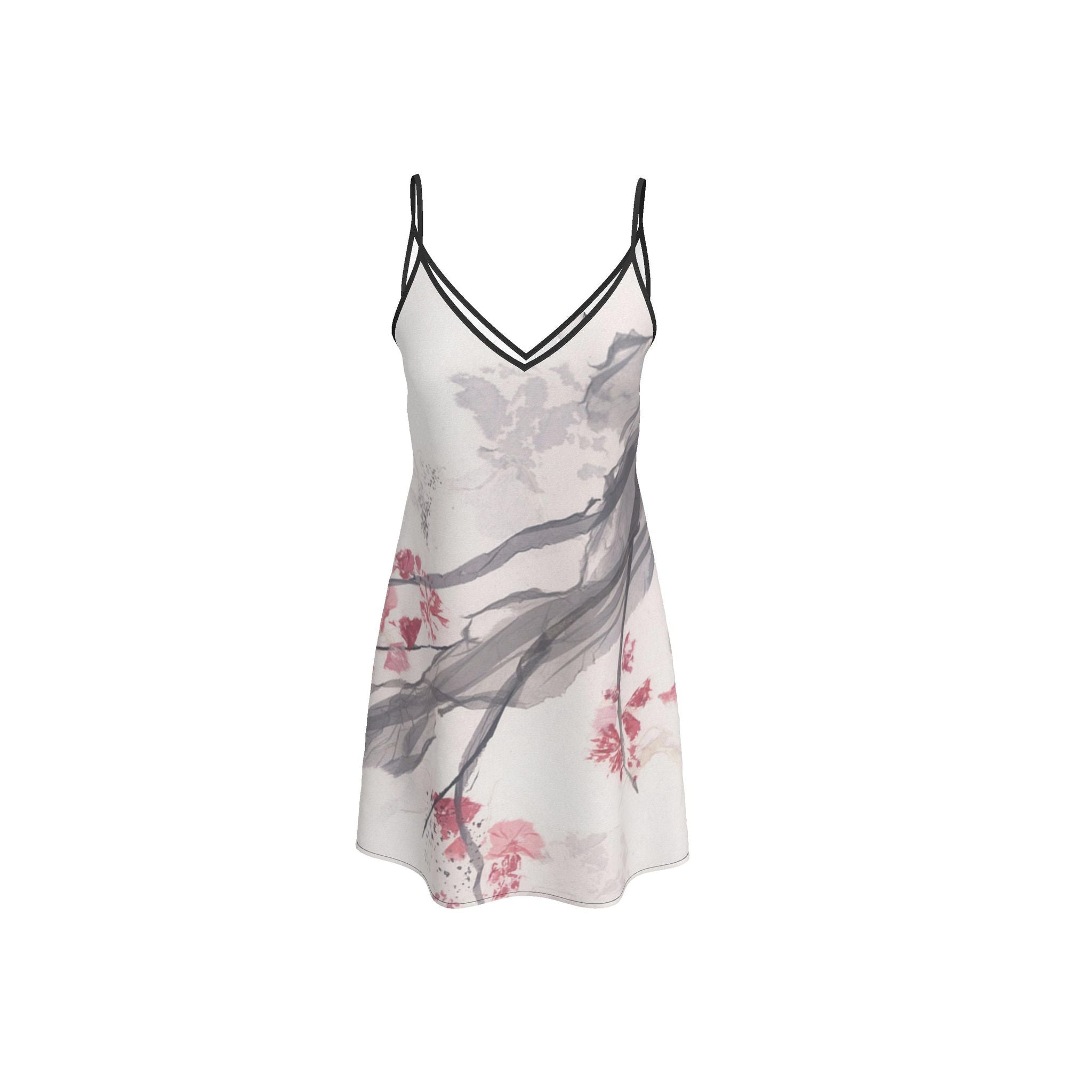 Cherry Blossom Art Midi Slip Dress