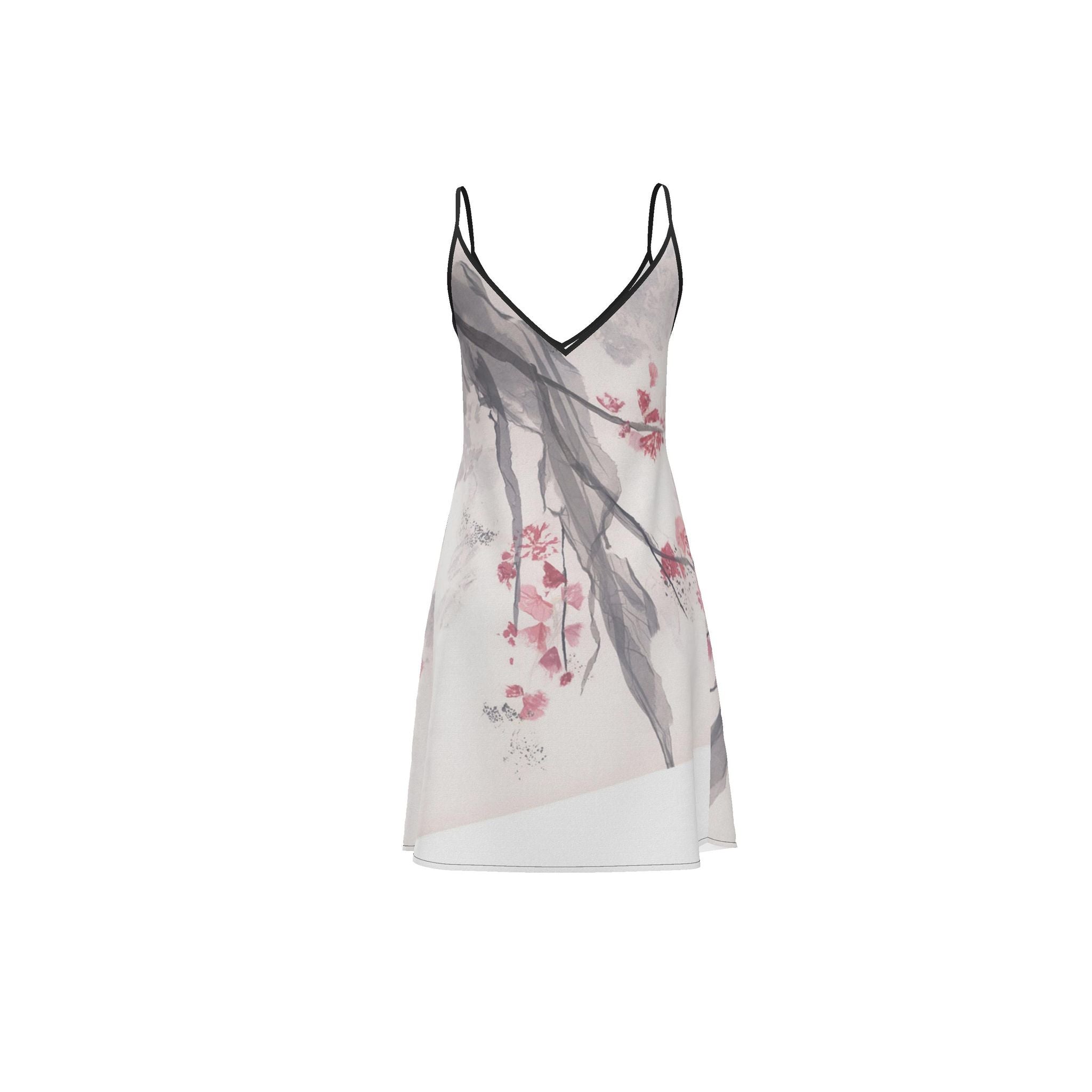 Cherry Blossom Art Midi Slip Dress