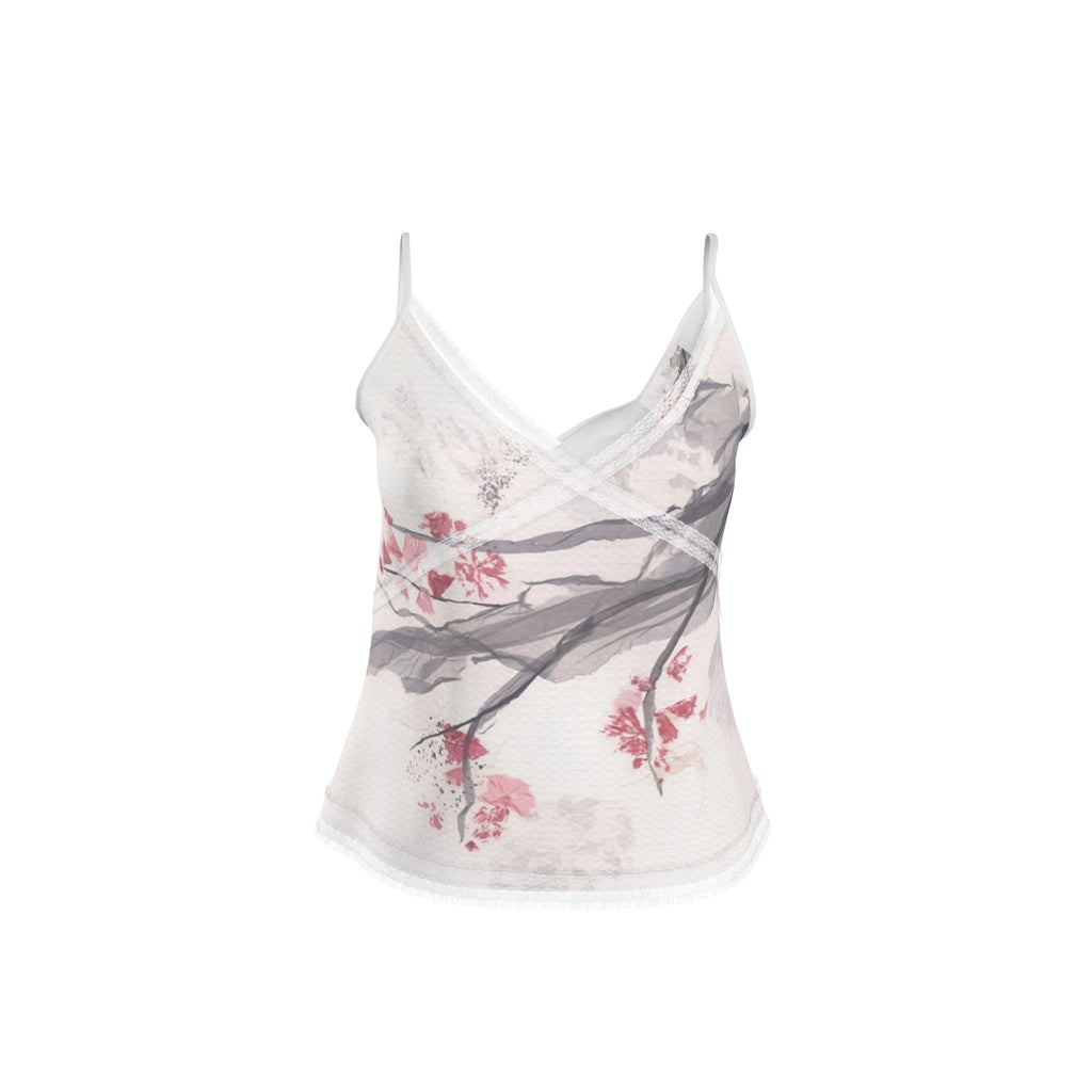 Cherry Blossom Art Lace Trim Cami Top