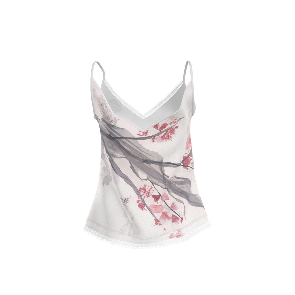 Cherry Blossom Art Lace Trim Cami Top