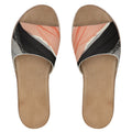 Peach&Black Womens Leather Sliders