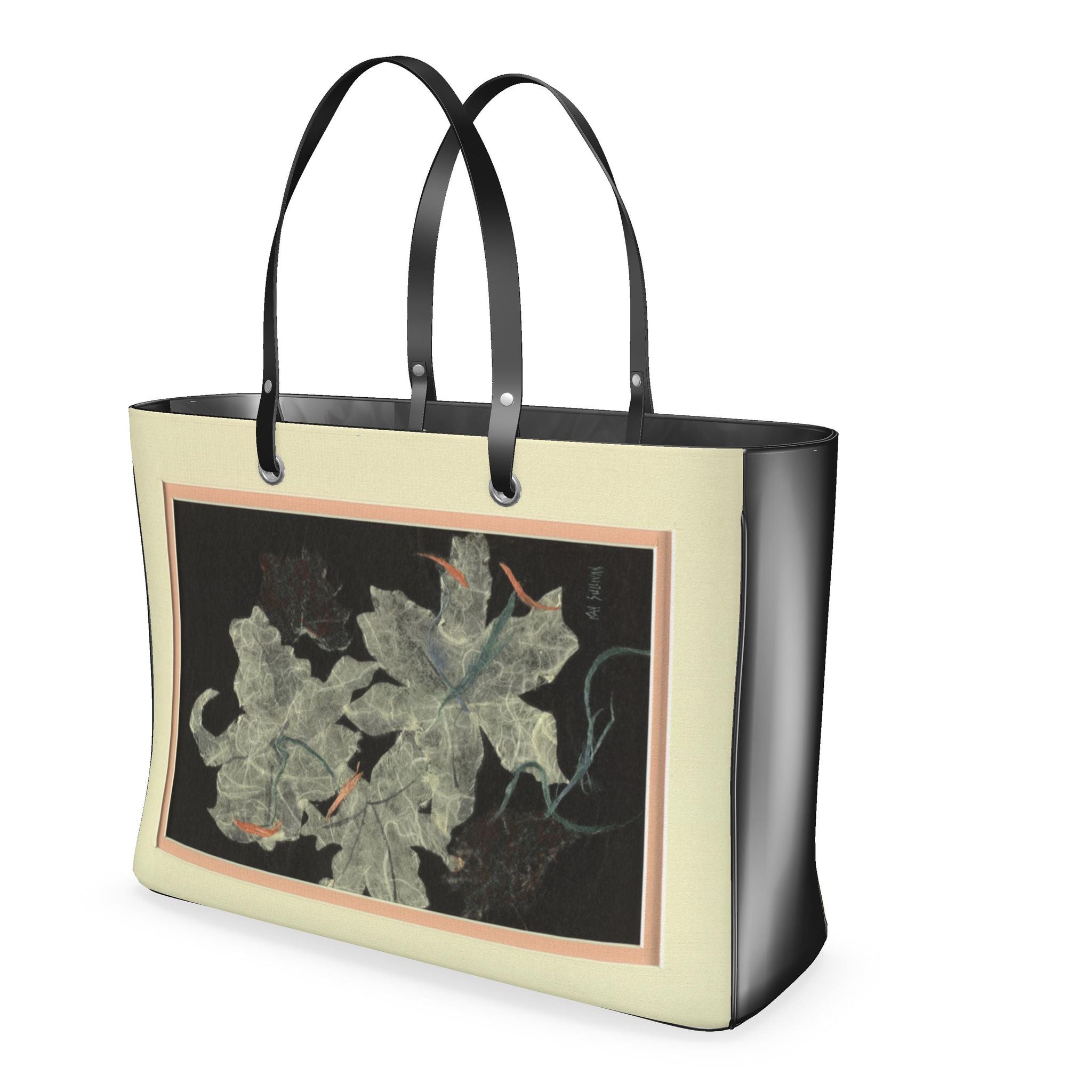 Oriental Black Lily Art Handbag