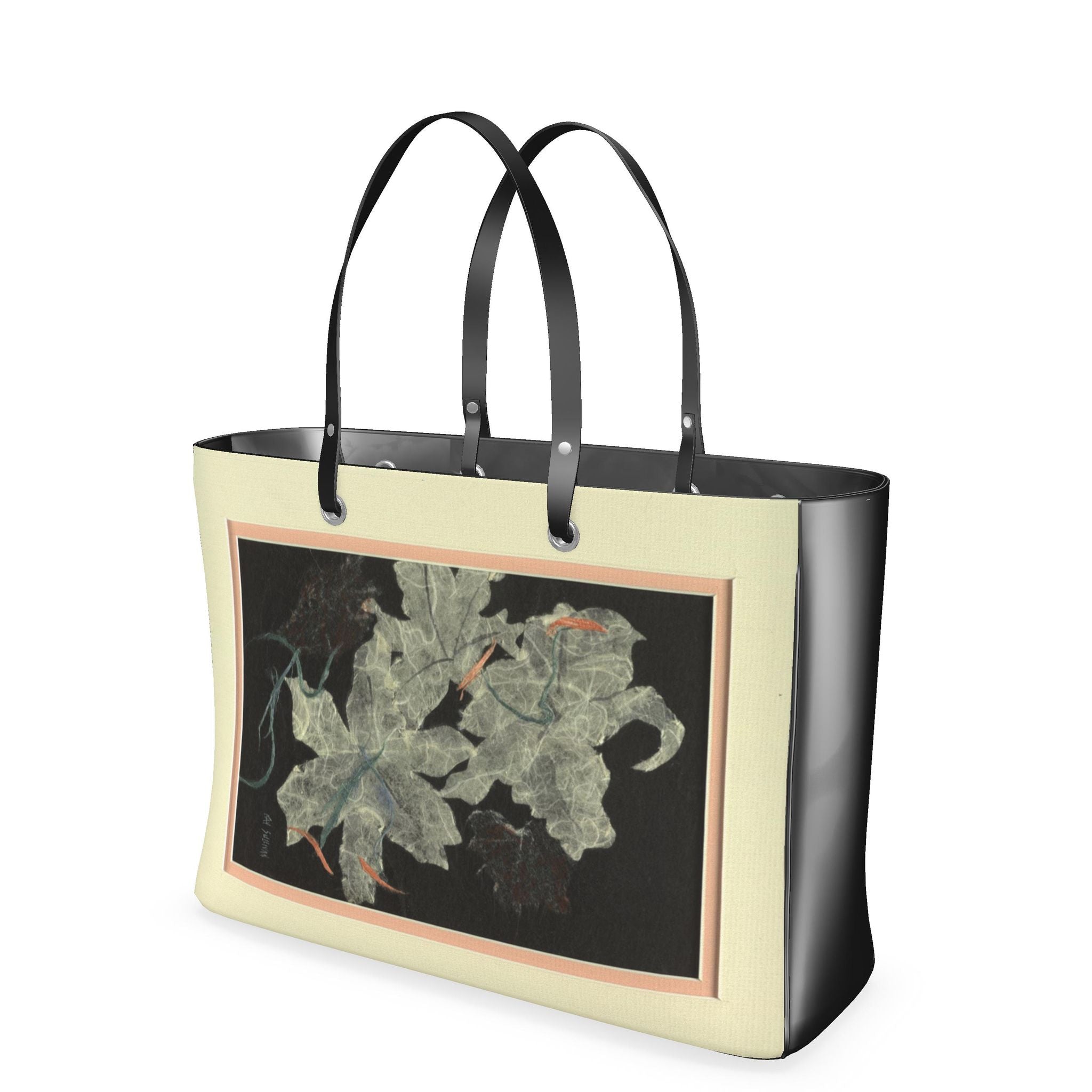 Oriental Black Lily Art Handbag