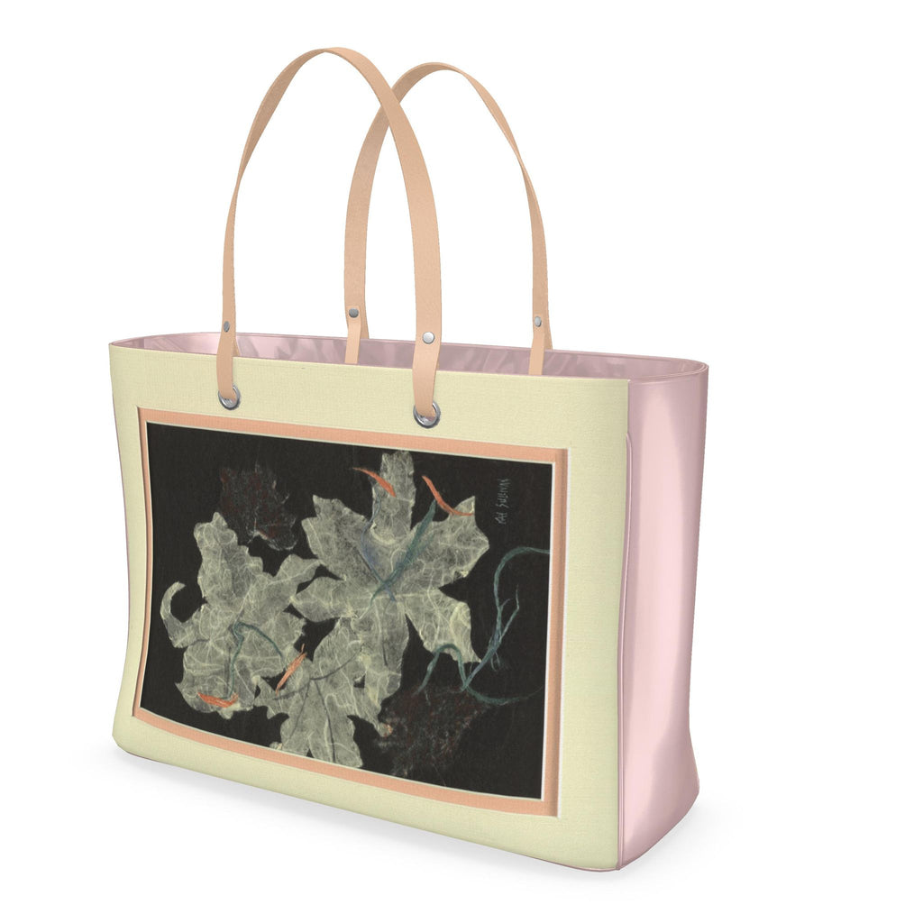 Matted Black Oriental Lily Art Handbag