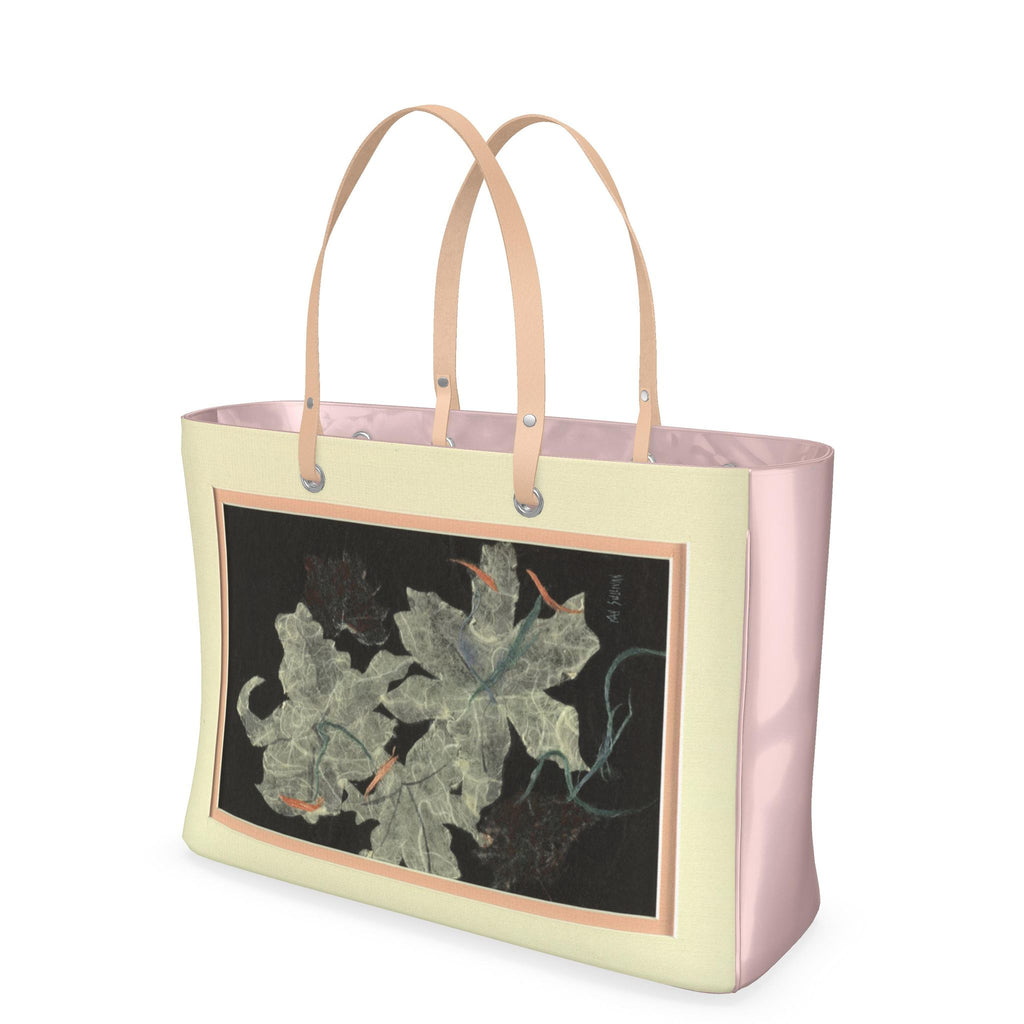 Matted Black Oriental Lily Art Handbag