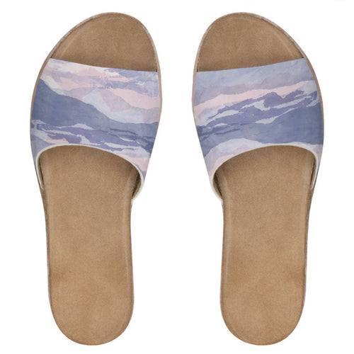 Blue Mountains Art Womens Leather Sliders