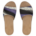 Blue&Black Abstract Art Womens Leather Sliders