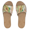 Brown Bamboo Art Womens Leather Sliders