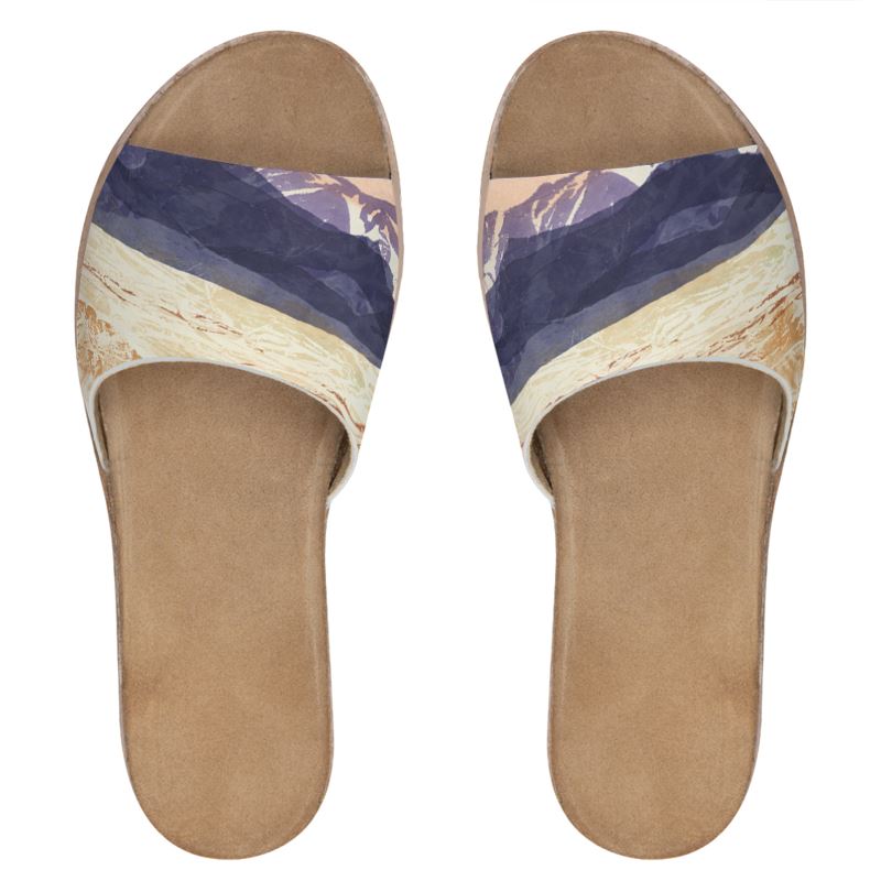 Mountain Majesty Womens Leather Sliders