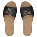 Matted Black Washi Art Womens Leather Sliders