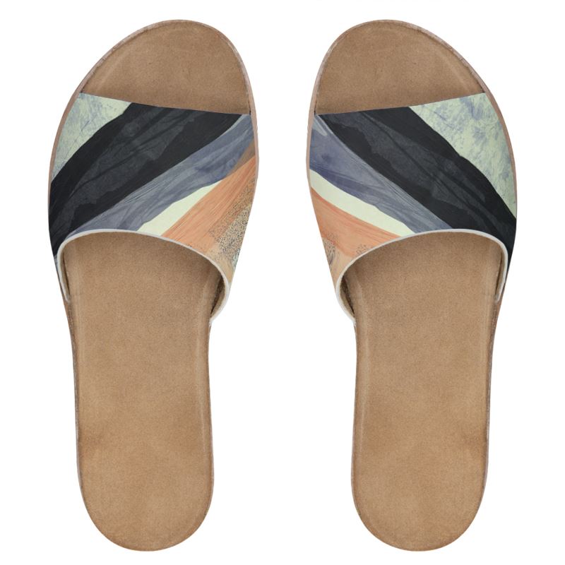 Navy&Peach Art Womens Leather Slidera
