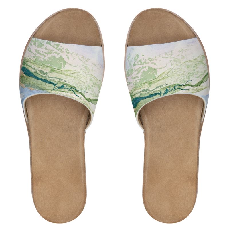 Spring Mountain Art Womens Leather Sliders