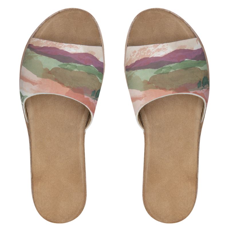 Sunset Mountain Womens Leather Sliders