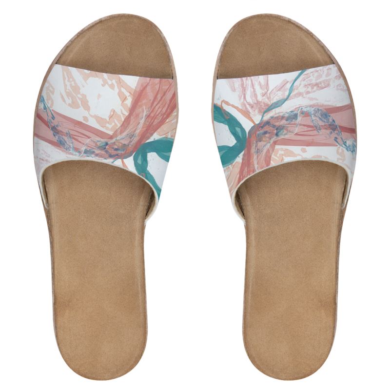 Wonderful Washi Art Womens Leather Sliders