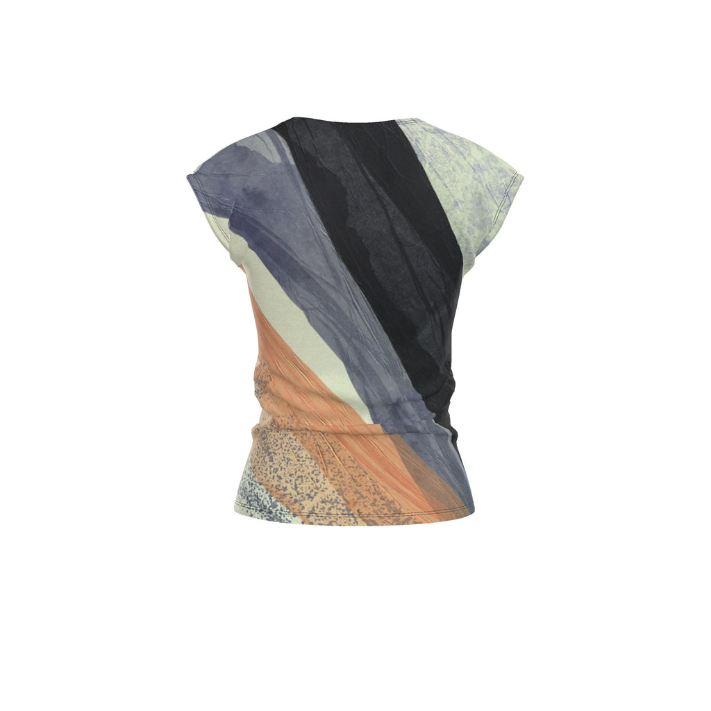 Navy&Peach abstract art Ladies T Shirt