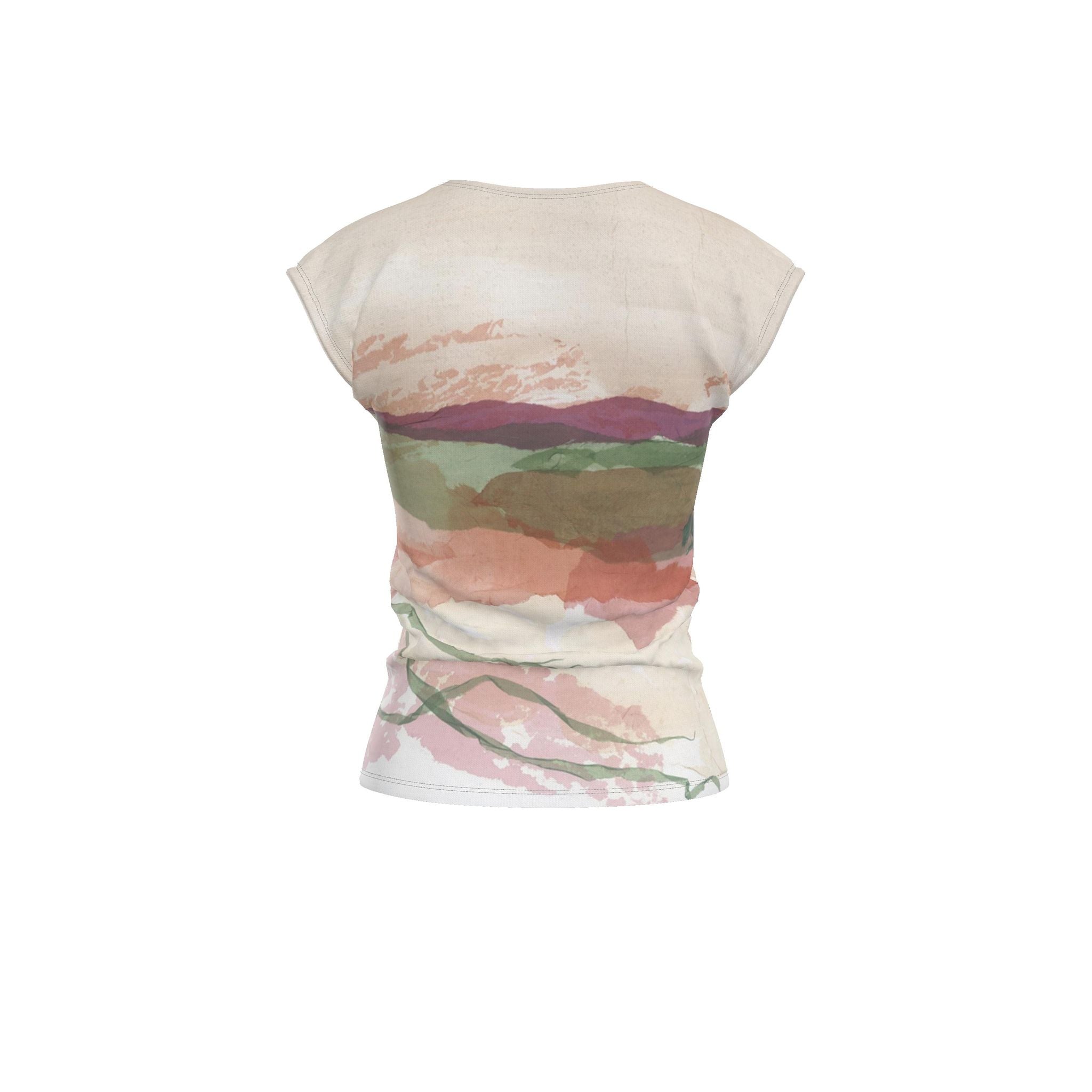 Mountain Sunset art Ladies T Shirt