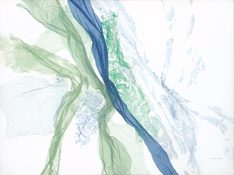 Beach glass green and blue Original 30x40
