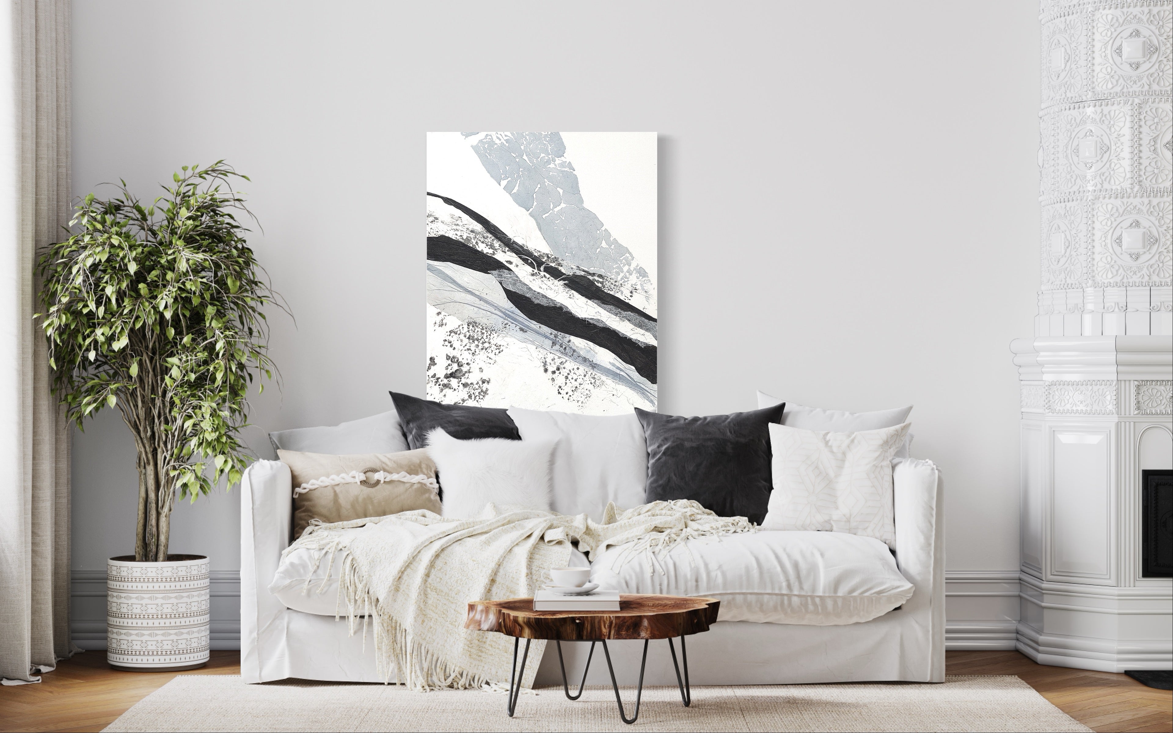 'Silver Threads' Washi Paper Original  30x40