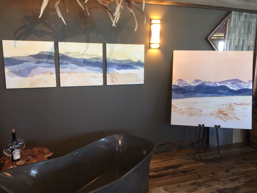 Beckoning Basin Mountains in Washi Triptych Giclee Reproduction prints